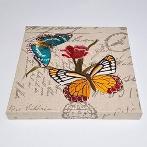 Butterfly With Rose‎ Beautiful Textured Canvas Wall Art
